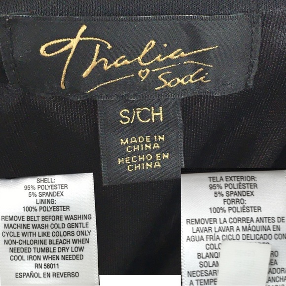 Thalia Sodi Coral Zebra Black Slit Sleeve Cocktail Blouson Midi Dress size Small - Picture 14 of 15